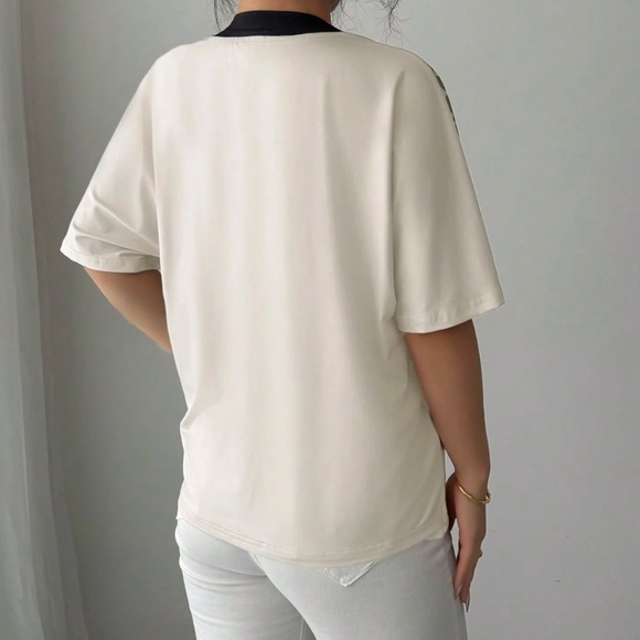 Boho Floral Print V neck Loose Fit Short Sleeve Blouse - Picture 4 of 5